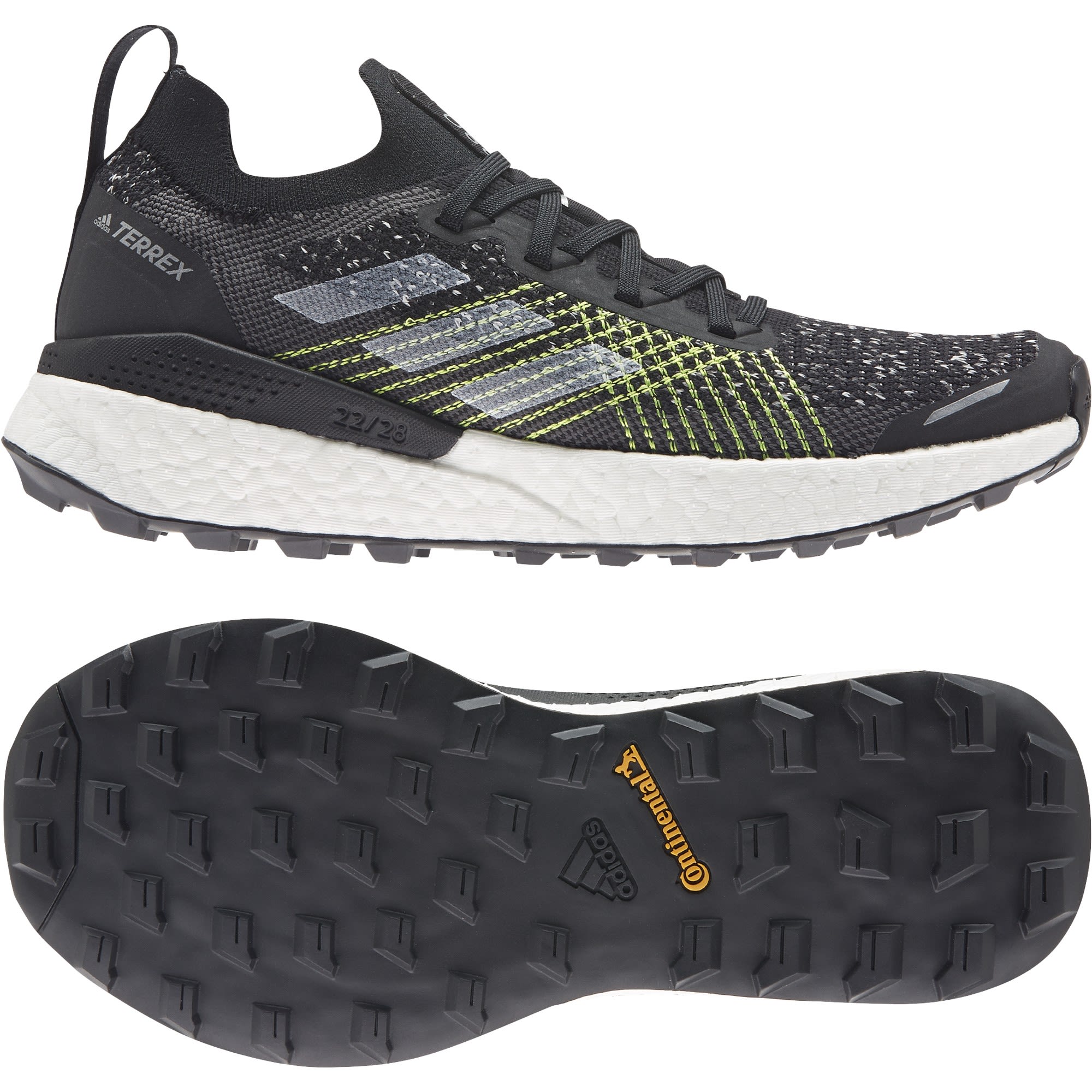 adidas Terrex Two Ultra Primeblue Schwarz- Female Trailrunning- und Laufschuhe- Grsse EU 36 - Farbe Core Black - Ftwr White - Solar Yellow