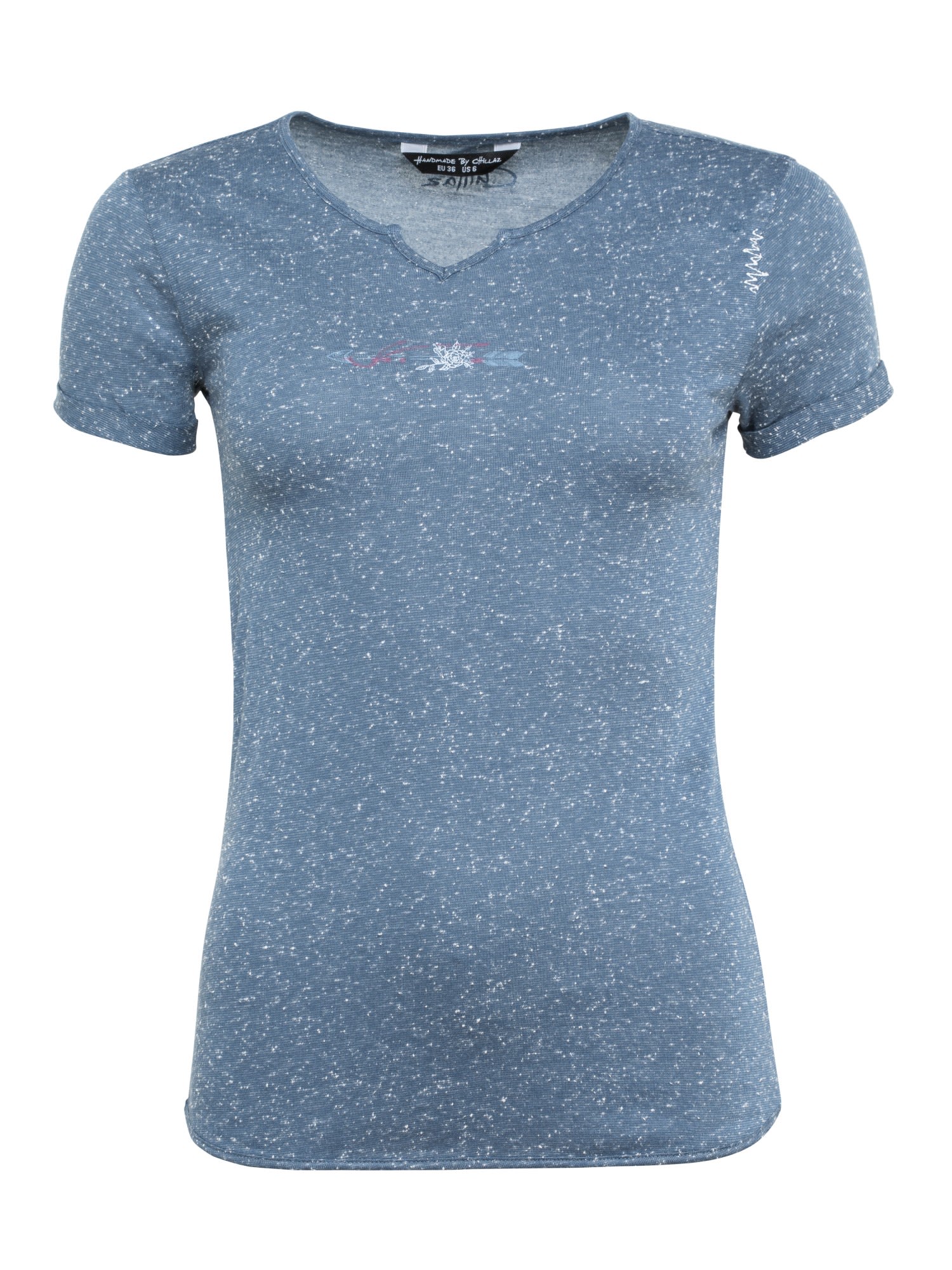 Chillaz TAO Flower Arrow T-Shirt Blau- Female Kurzarm-Shirts- Grsse 34 - Farbe Dark Blue