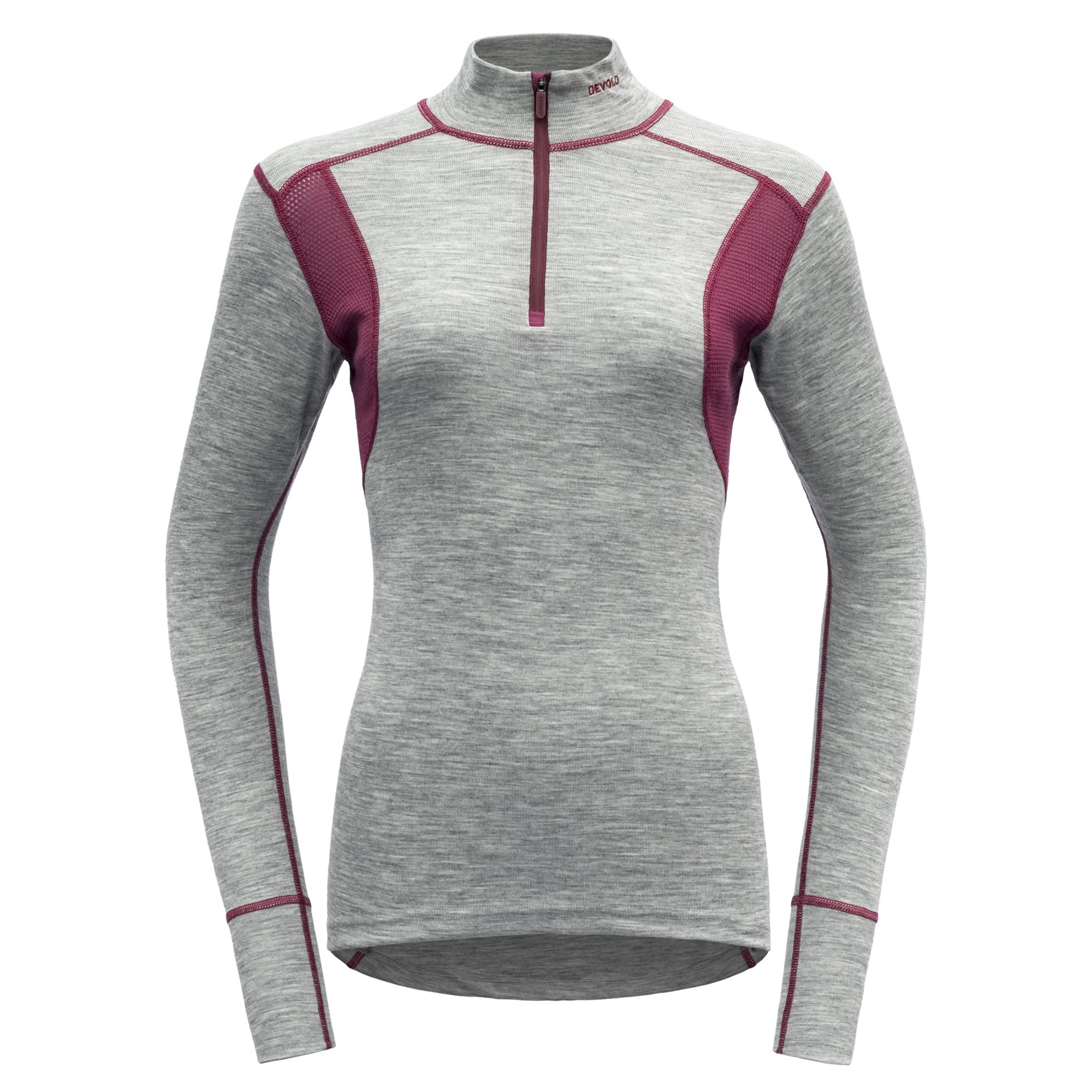 Devold Hiking Woman Half Zip Neck Grau- Female Merino Oberteile- Grsse M - Farbe Grey Melange - Beetroot unter Devold