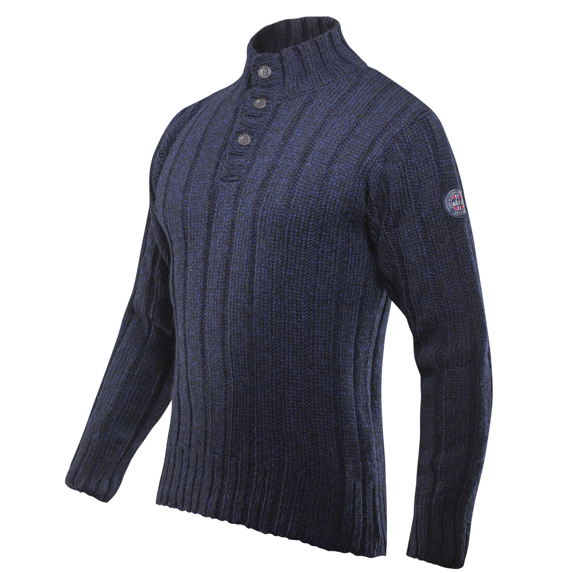 Devold Nansen Wool Button Neck Blau- Pullover- Grsse XS - Farbe Dark Blue Melange