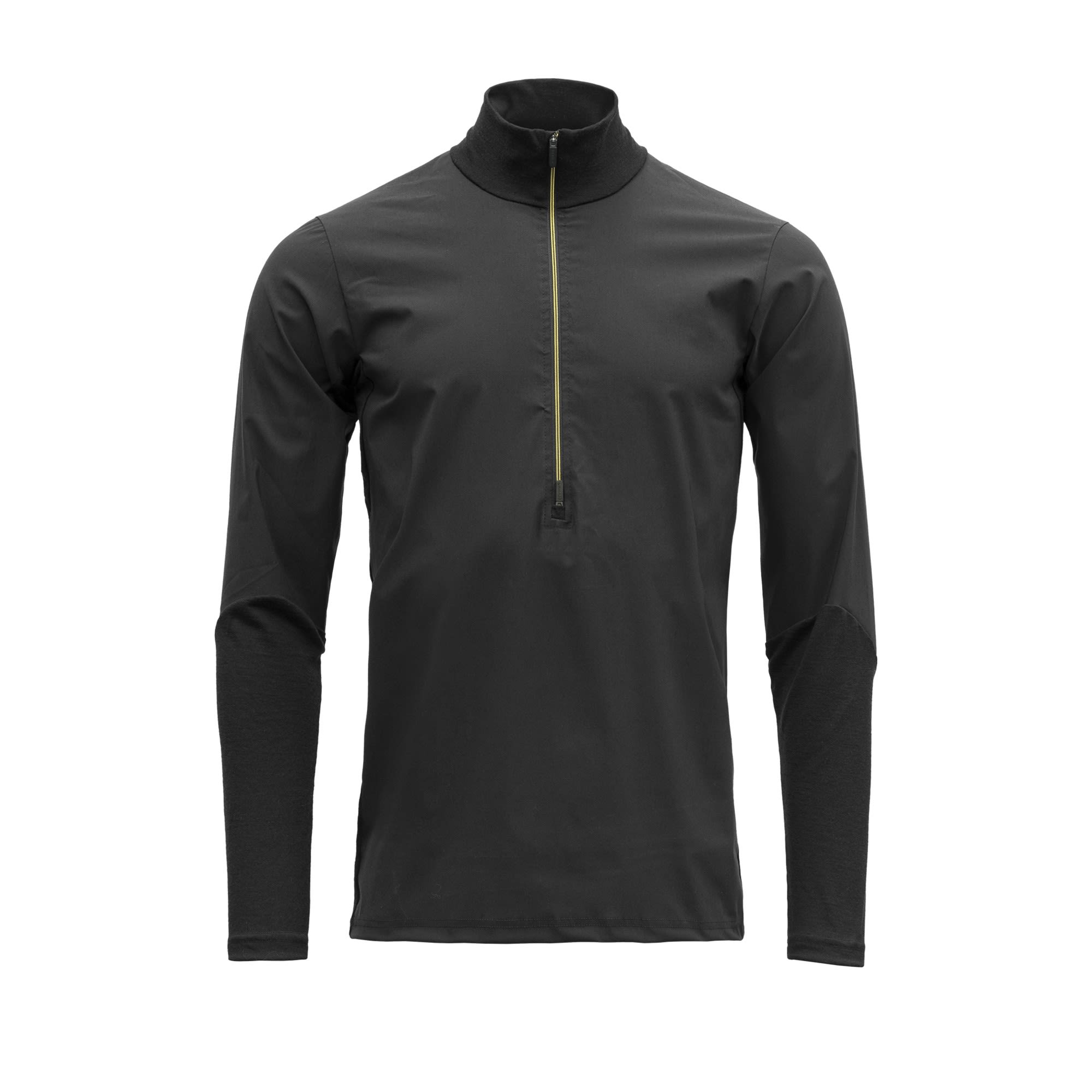 Devold Running Merino Cover Zip Neck Schwarz- Male Merino T-Shirts- Grsse S - Farbe Caviar