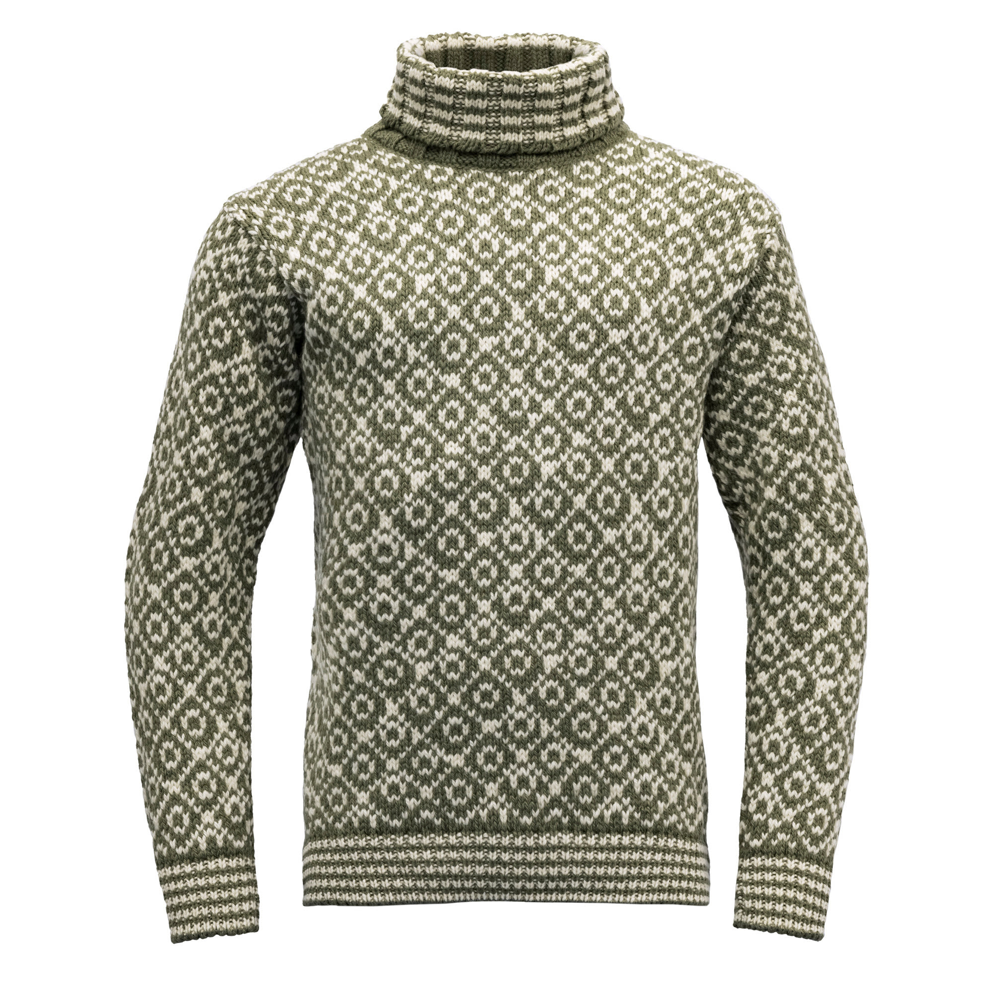 Devold Svalbard Wool High Neck Grn- Sweaters und Hoodies- Grsse XS - Farbe Olive - Offwhite unter Devold