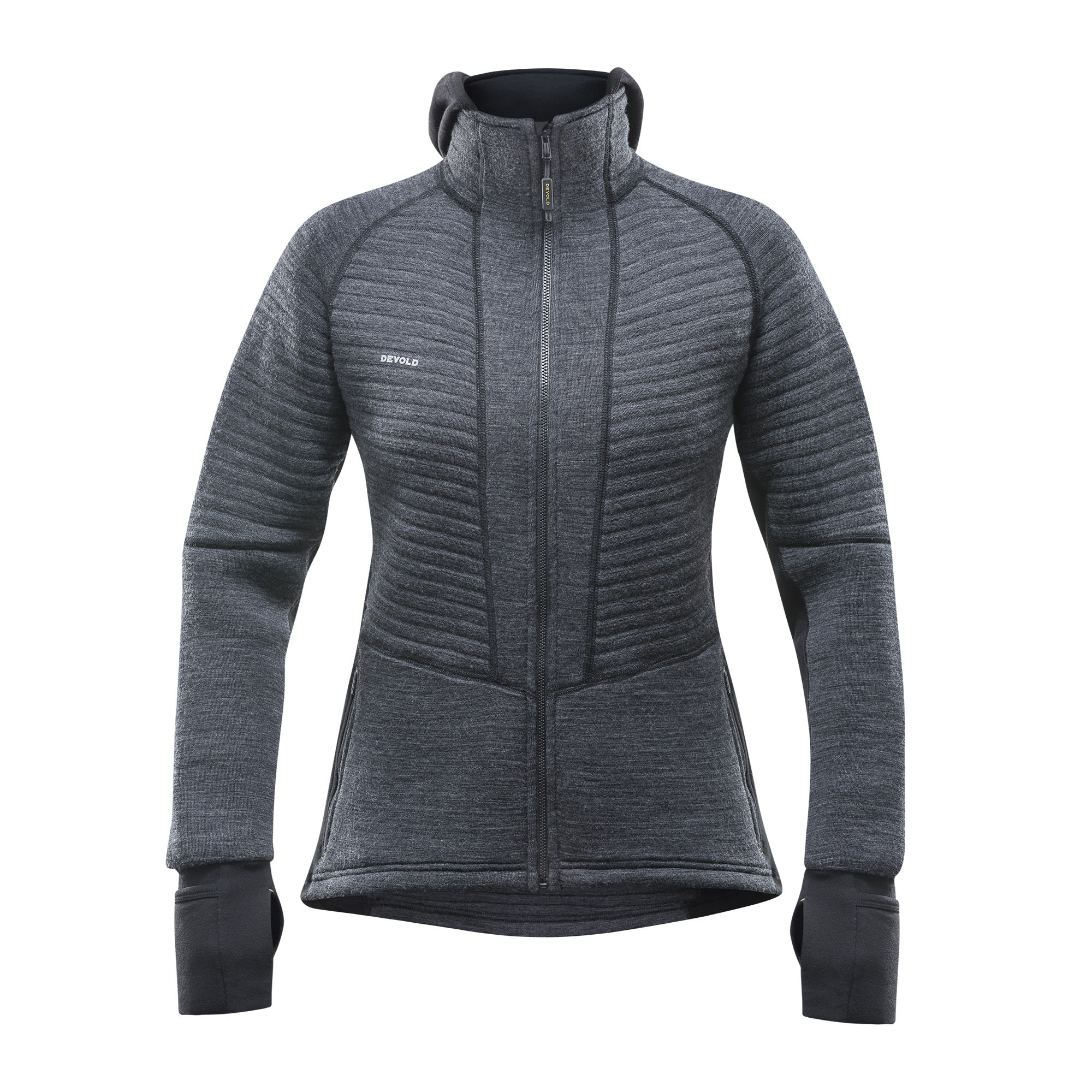 Devold Tinden Spacer Merino Jacket Hood Grau- Female Merino Winterjacken- Grsse L - Farbe Anthracite