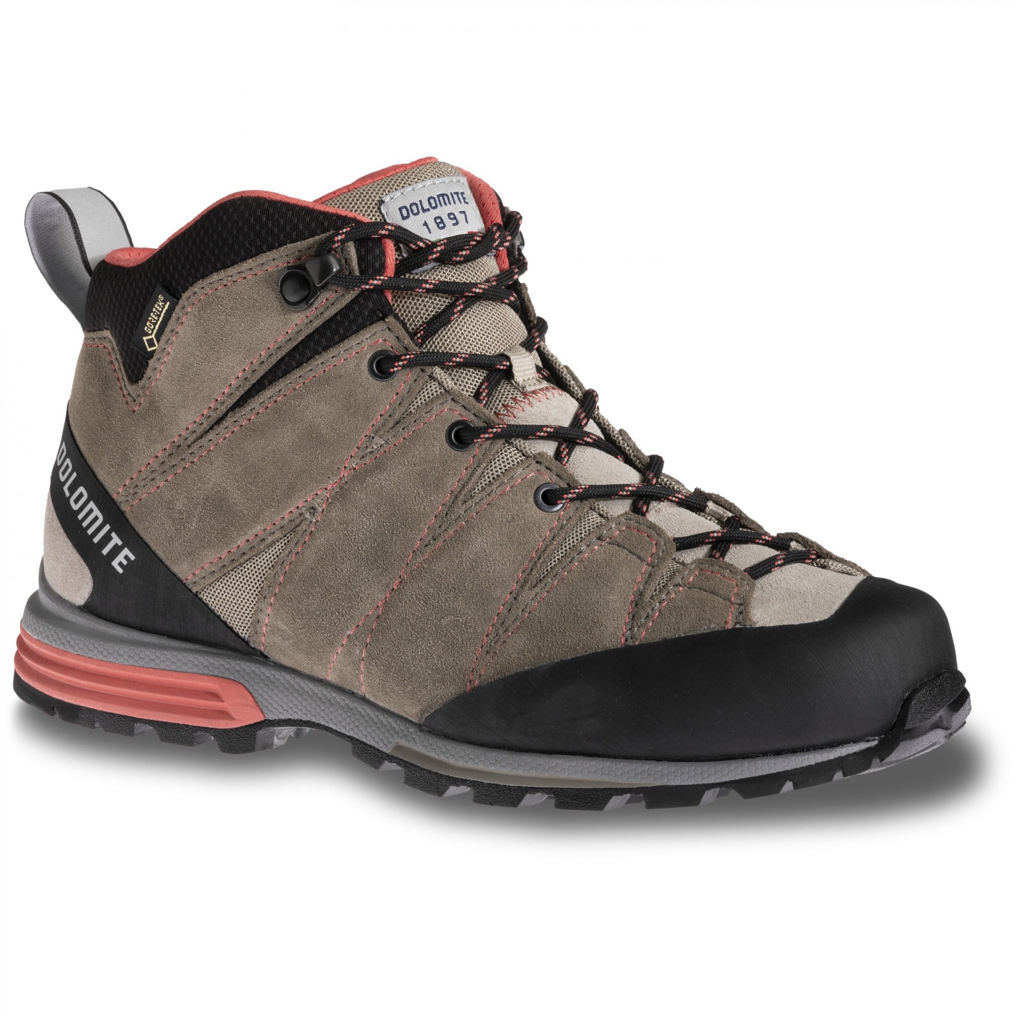 Dolomite Diagonal Pro Mid Gtx(R)(R) Braun- Female Gore-Tex(R) Hiking- und Approach-Schuhe- Grsse EU 38 2-3 - Farbe Mud Grey - Coral Red