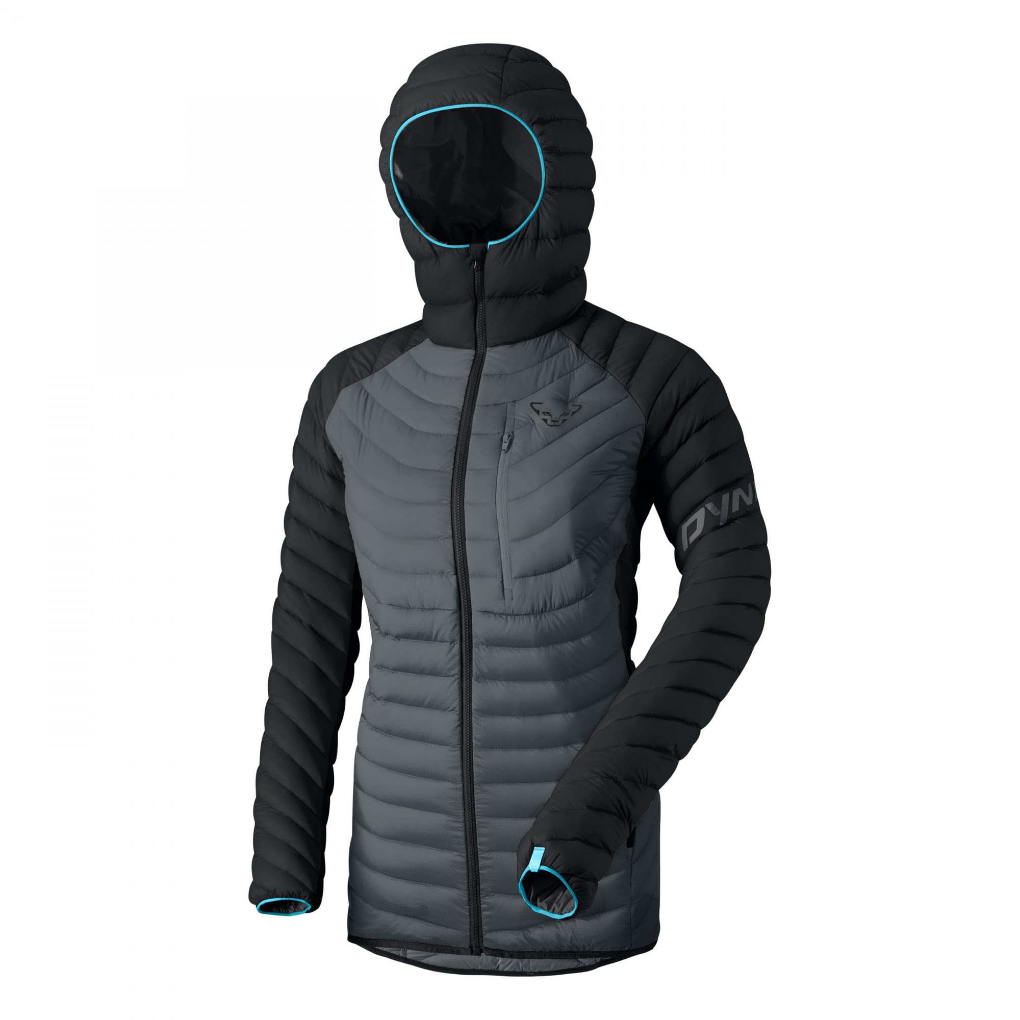 Dynafit Radical Down Hooded Jacket Colorblock - Grau - Schwarz- Female Daunen Anoraks- Grsse 34 - Farbe Black Out