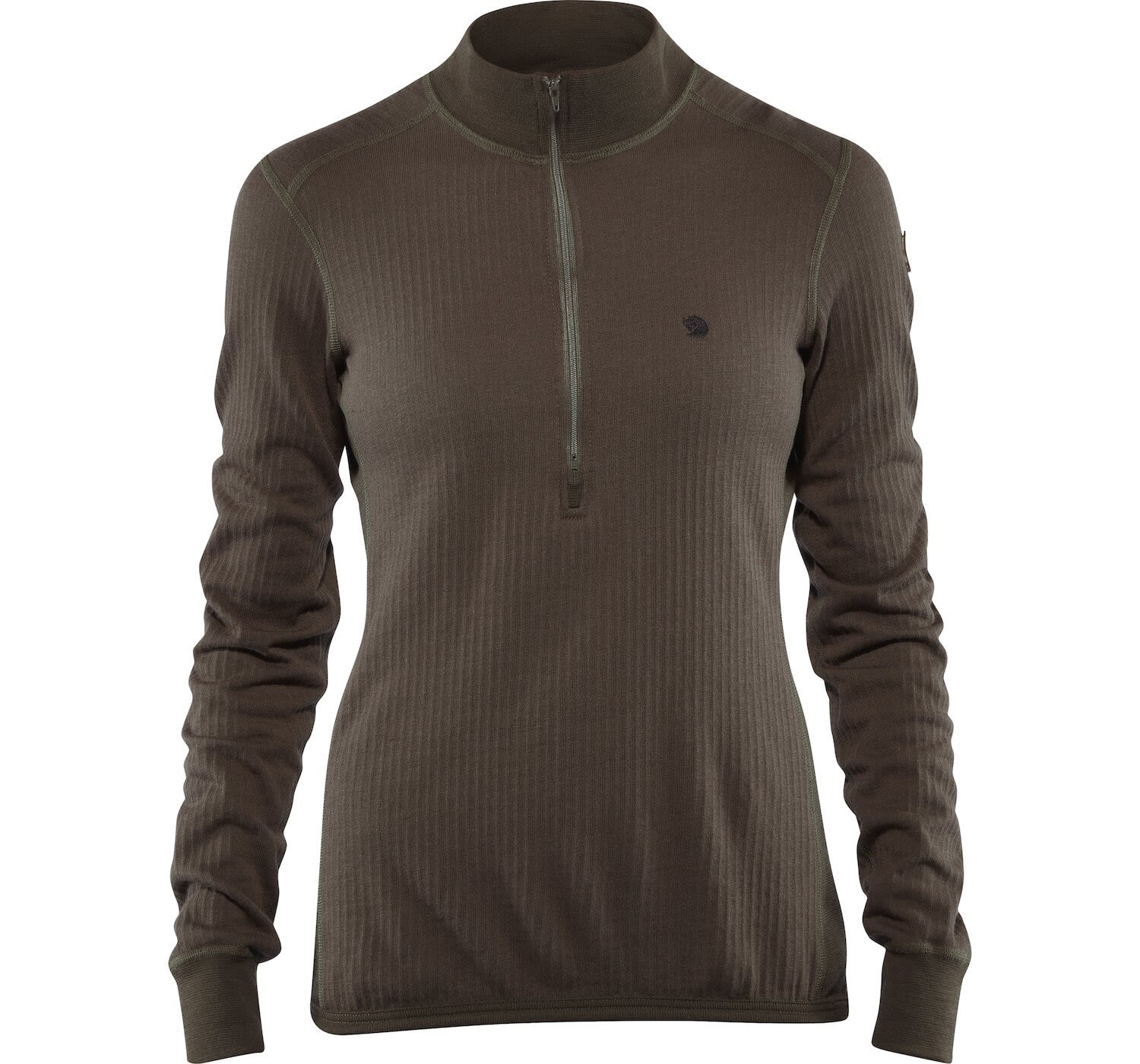 Fjllrven Vrmland Woolterry Half Zip Oliv- Female Merino Oberteile- Grsse XS - Farbe Dark Olive