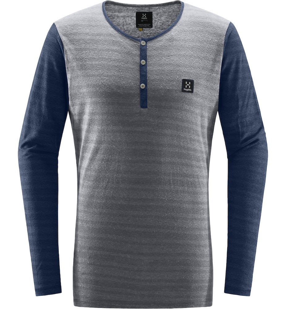 Haglfs DAL Long-Sleeve Tee Gestreift - Grau- Male Langarm-Shirts- Grsse L - Farbe Concrete - Tarn Blue