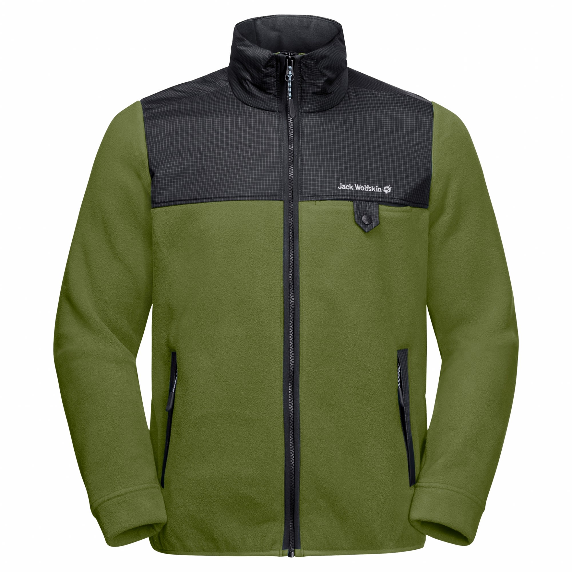 Jack Wolfskin DNA Grizzly Colorblock - Grau - Oliv- Male Polartec(R) Freizeitjacken- Grsse M - Farbe Cedar Green