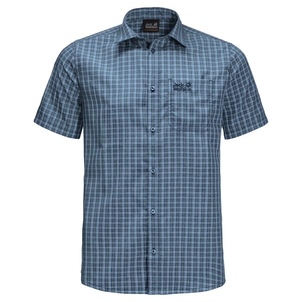 Jack Wolfskin EL Dorado Shirt Kariert - Blau- Male Kurzarm-Hemden- Grsse S - Farbe Night Blue Checks