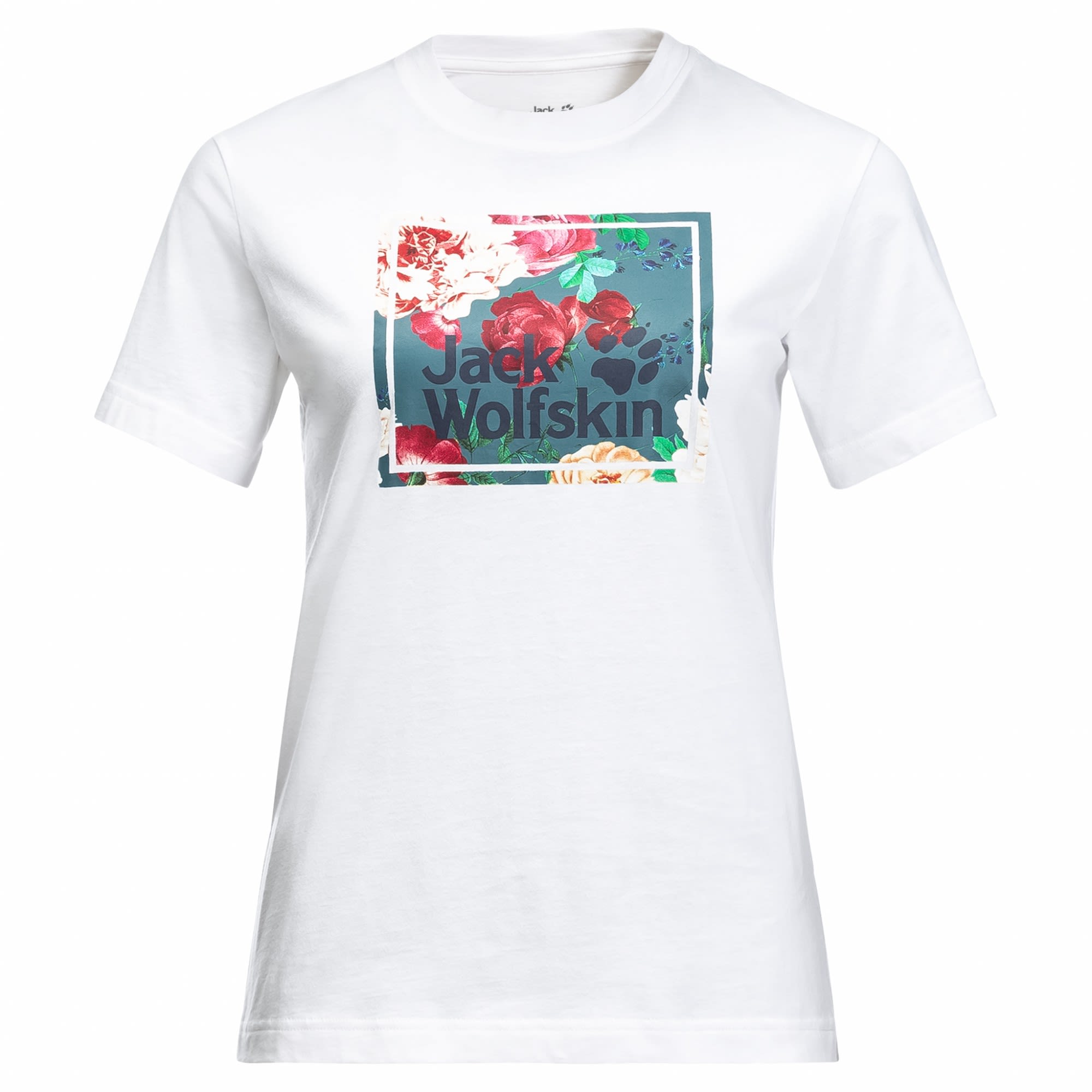 Jack Wolfskin Flower Logo T Weiss- Female Kurzarm-Shirts- Grsse XXL - Farbe White Rush