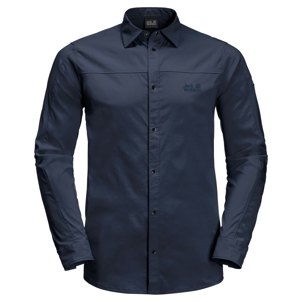 Jack Wolfskin Kenovo Long-Sleeve Shirt Blau- Male Langarm-Hemden- Grsse S - Farbe Night Blue