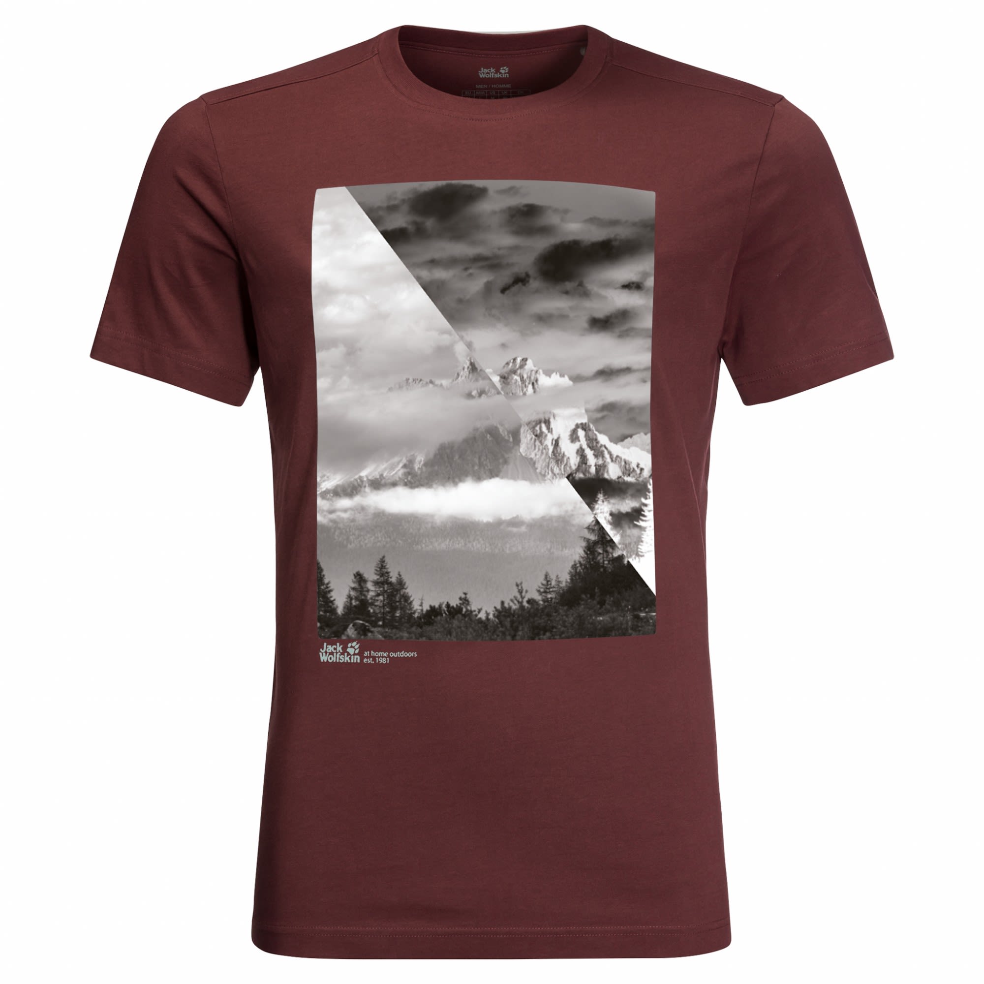 Jack Wolfskin Mountain T Rot- Male Kurzarm-Shirts- Grsse S - Farbe Cordovan Red