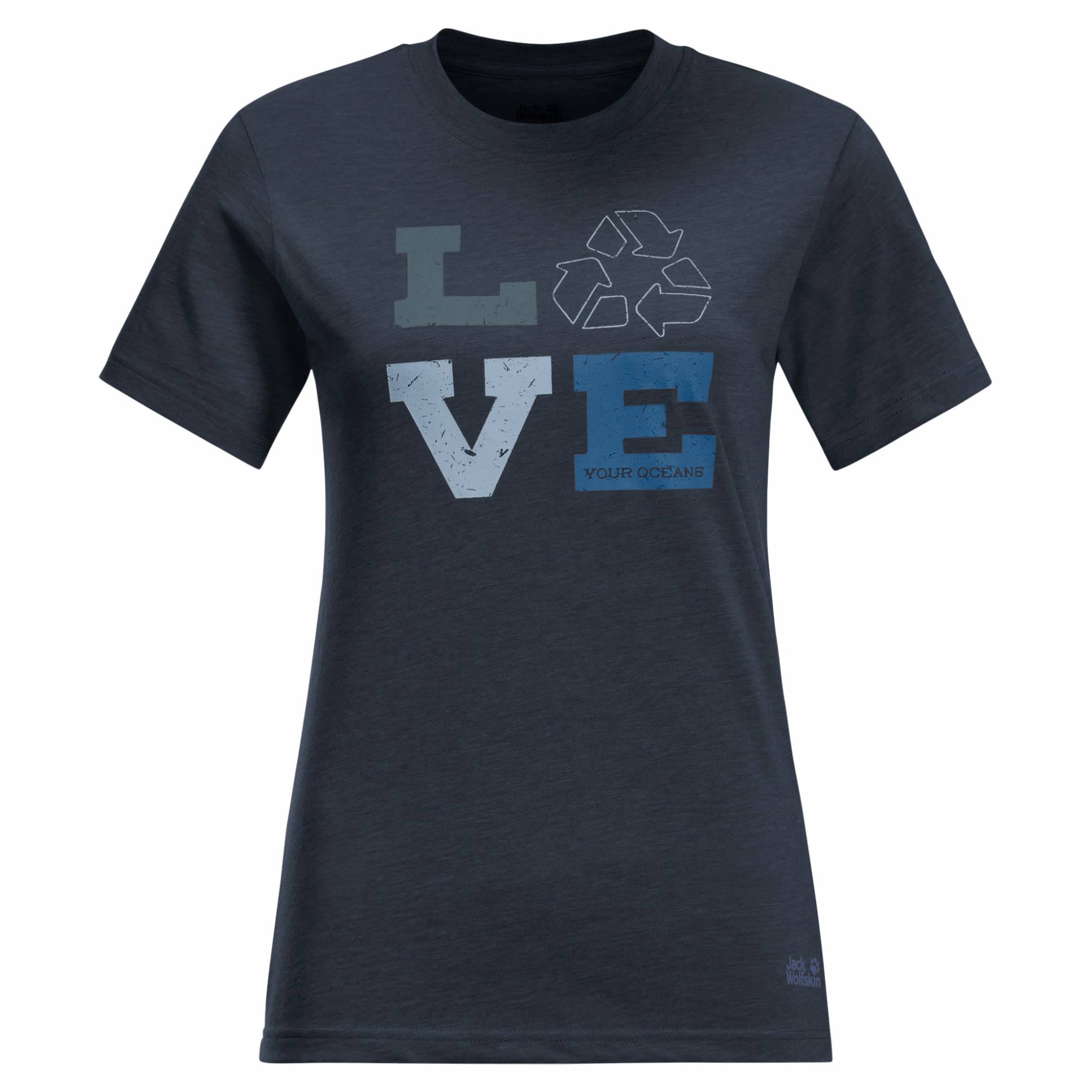 Jack Wolfskin Ocean Love Tee Blau- Female Kurzarm-Shirts- Grsse S - Farbe Night Blue