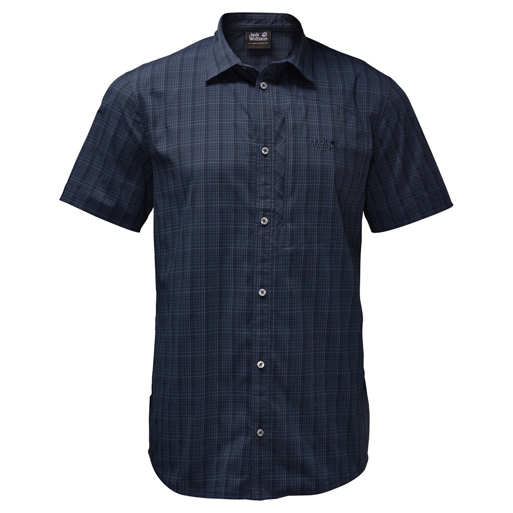 Jack Wolfskin Rays Stretch Vent Shirt Blau- Male Kurzarm-Hemden- Grsse S - Farbe Night Blue Checks