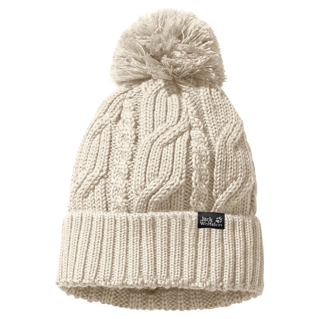 Jack Wolfskin Stormlock Pompom Beanie Beige- Kopfbedeckungen- Grsse One Size - Farbe Birch