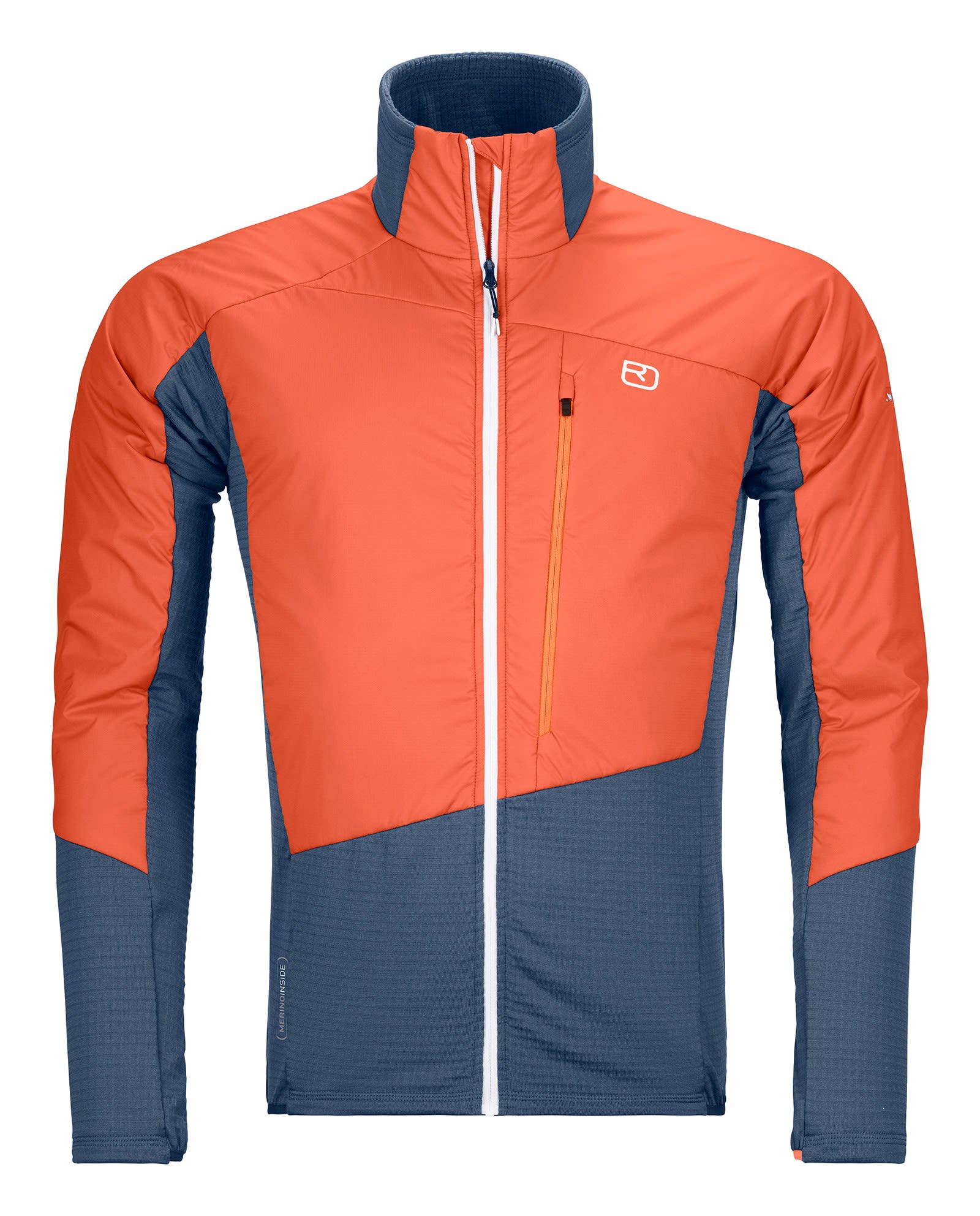 Ortovox Westalpen Swisswool Hybrid Jacket Colorblock - Blau - Orange- Male Merino Winterjacken- Grsse S - Farbe Night Blue