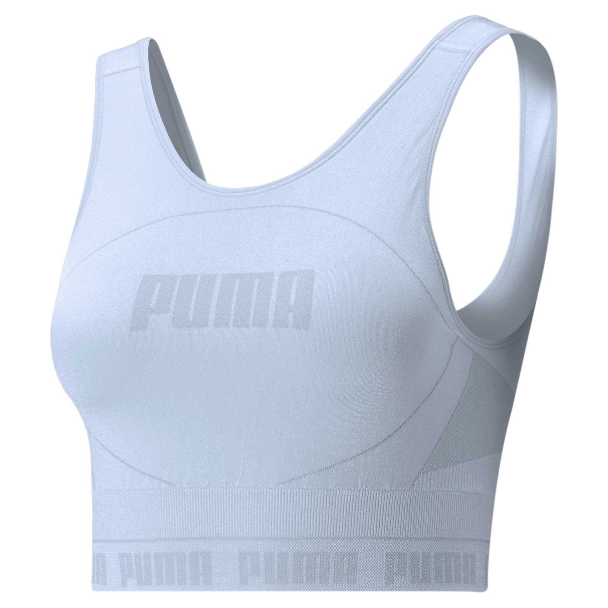 Puma Evoknit Crop Top Blau- Female Tops - rmellose Shirts- Grsse L - Farbe Arctic Ice