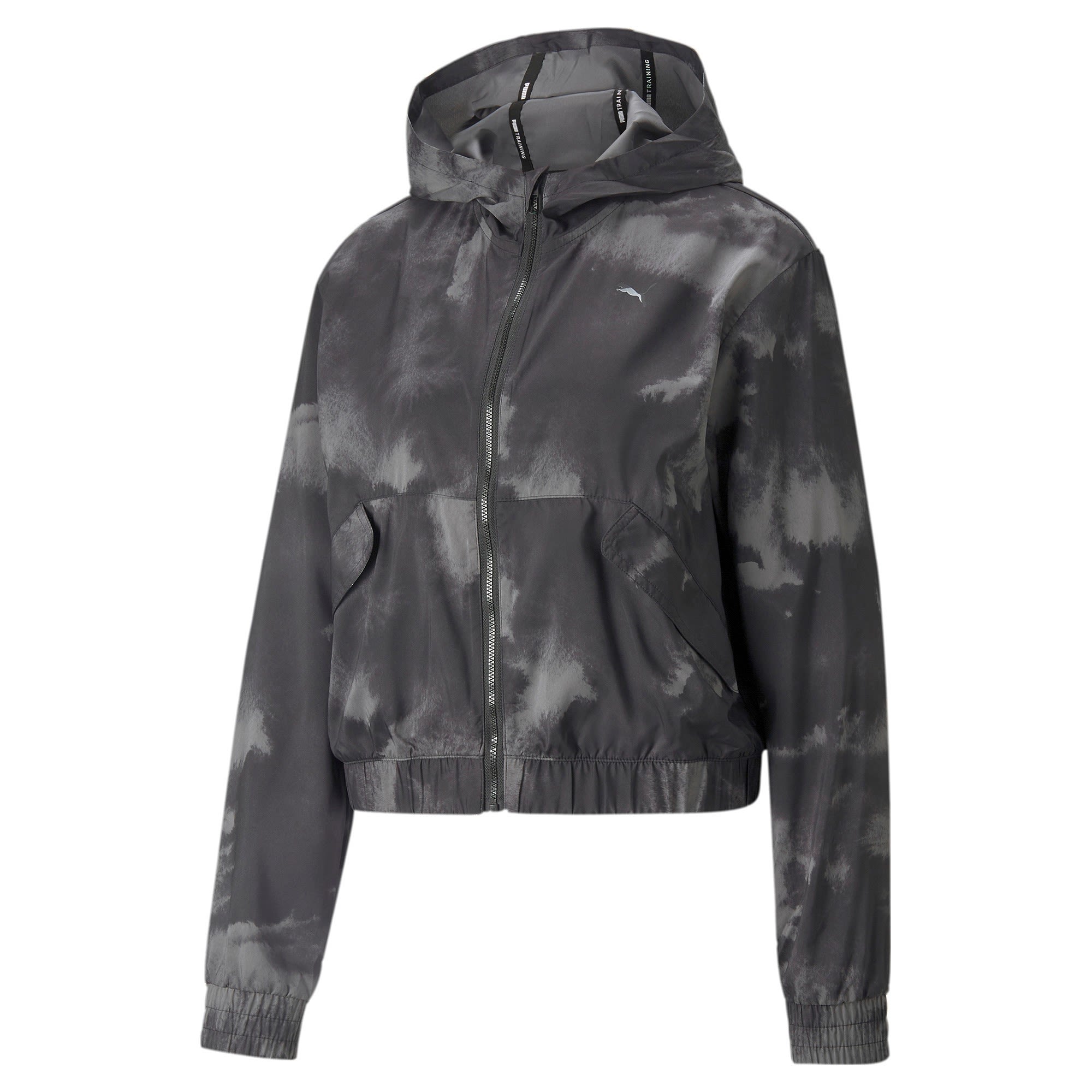 Puma Train AOP Woven Jacket Grau- Female Ponchos und Capes- Grsse S - Farbe Puma Black - Q1