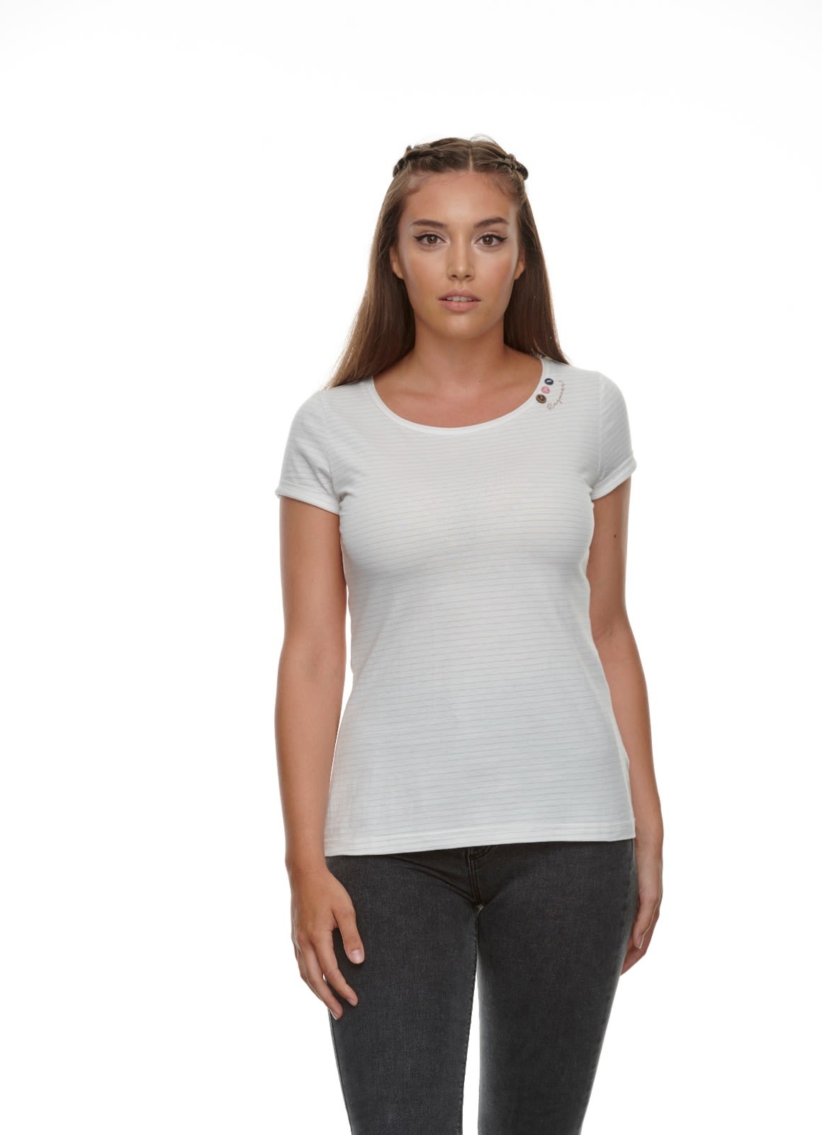 Ragwear Florah C Organic (Vorgngermodell) Gestreift - Weiss- Female T-Shirts- Grsse M - Farbe White