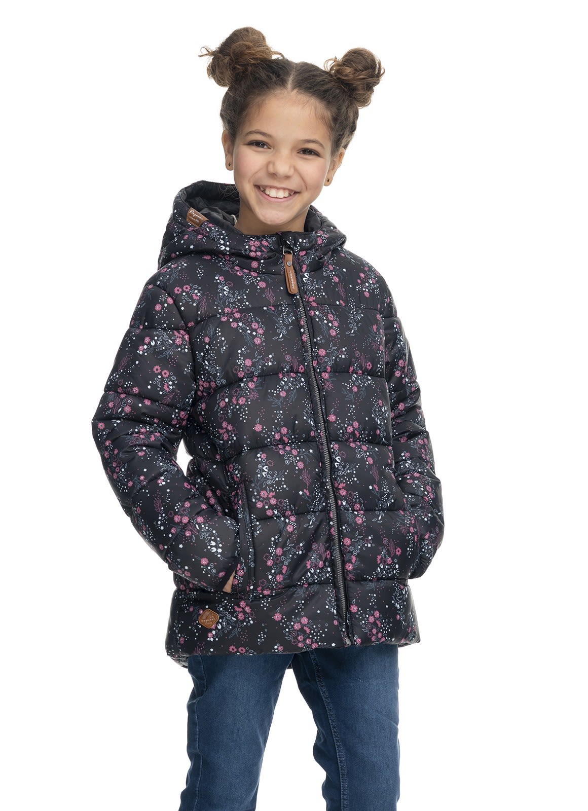 Ragwear Girls Roxanka Flowers Schwarz- Female Ponchos und Capes- Grsse 122 - 128 - Farbe Black