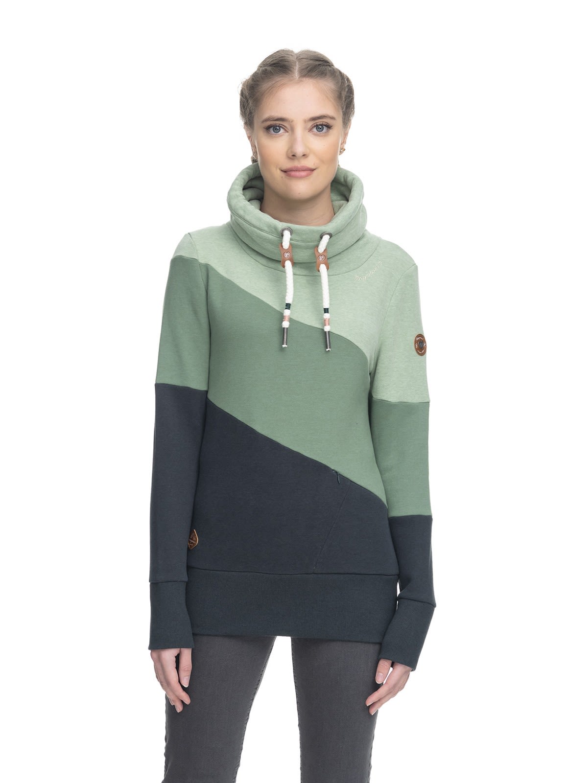 Ragwear Rumika Colorblock - Grn- Female Sweaters und Hoodies- Grsse XS - Farbe Green