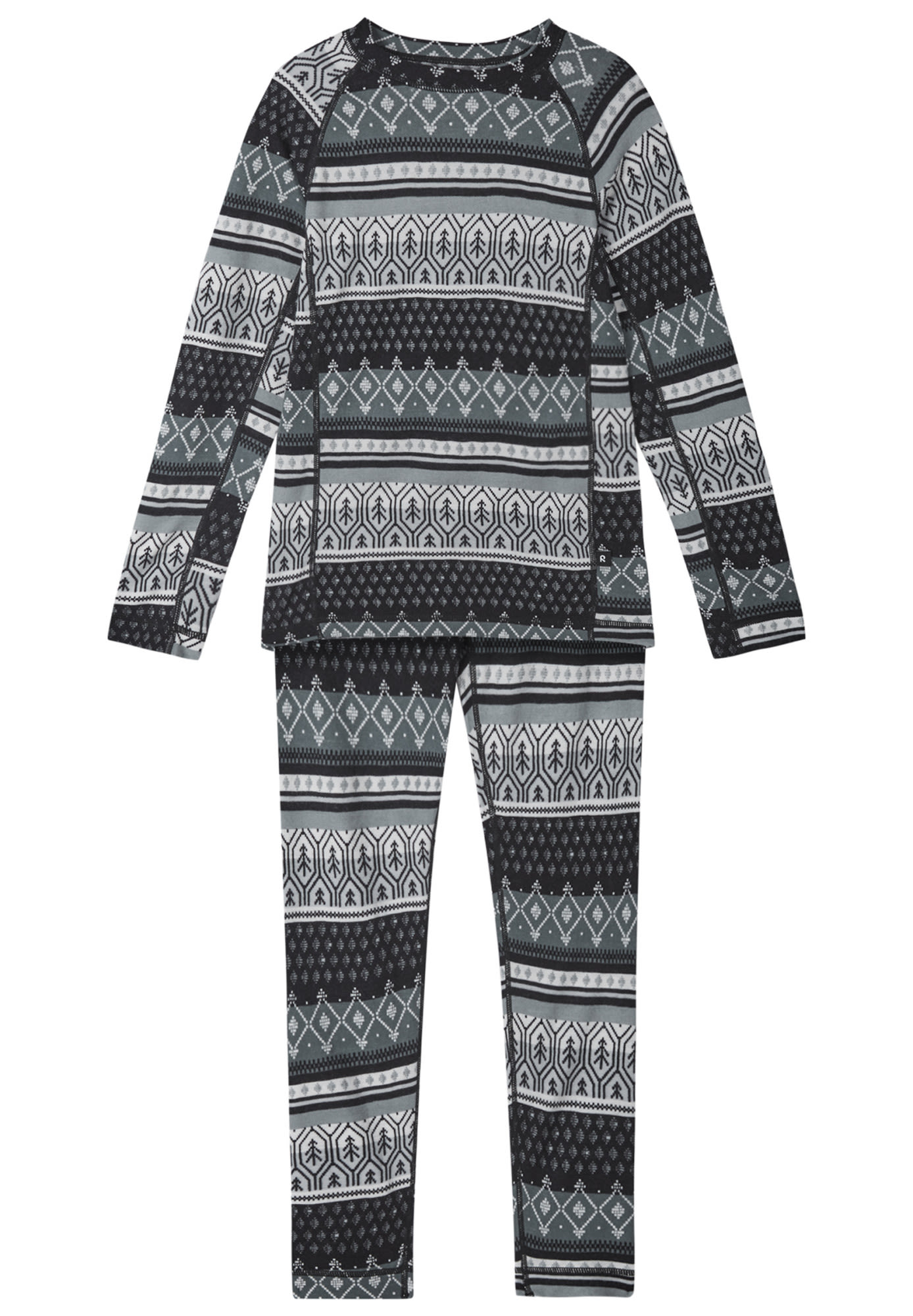 Reima Kids Taitoa Thermal Set Grau - Schwarz- Merino Langarm-Shirts- Grsse 80 - Farbe Black