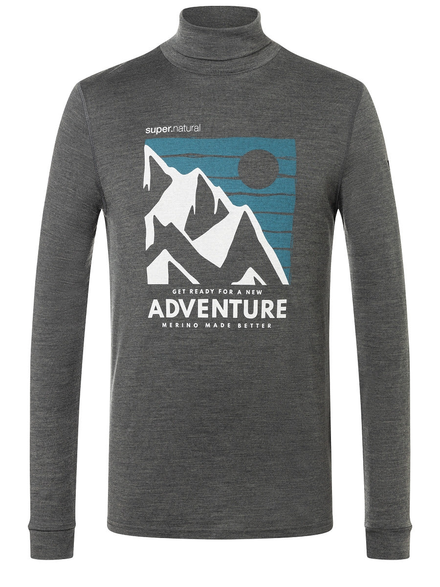 Super-Natural Adventure Turtle Grau- Male Merino Kurzarm-Shirts und Tops- Grsse S - Farbe Pirate Grey Melange - Feather Grey - Hydro