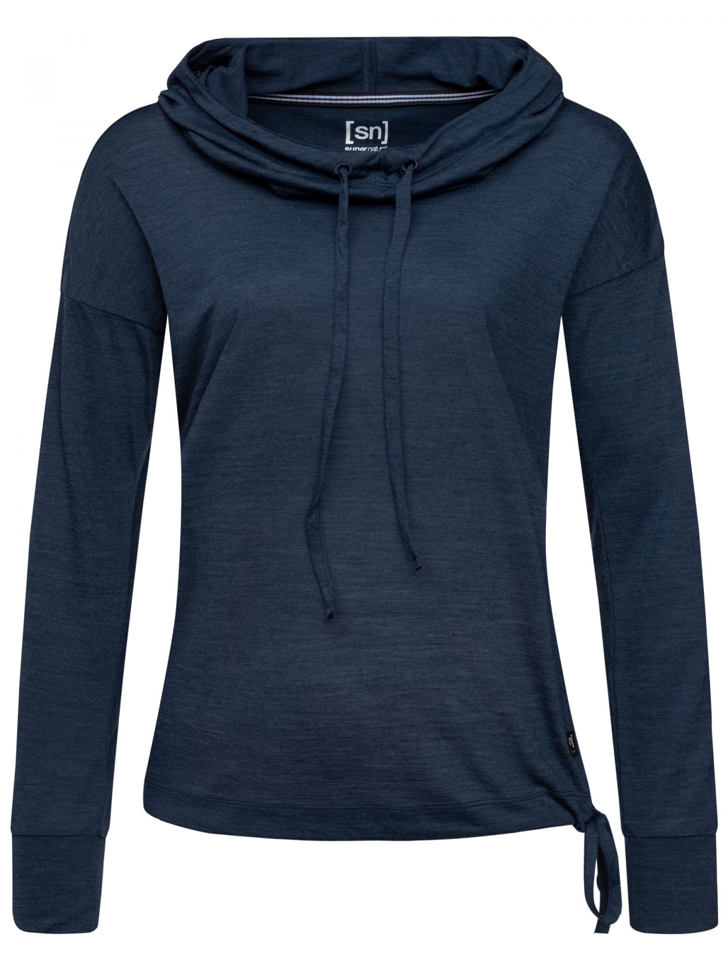 Super-Natural Funnel Hoodie Blau- Female Merino Sweaters und Hoodies- Grsse XS - Farbe Blue Iris Melange unter SuperNatural