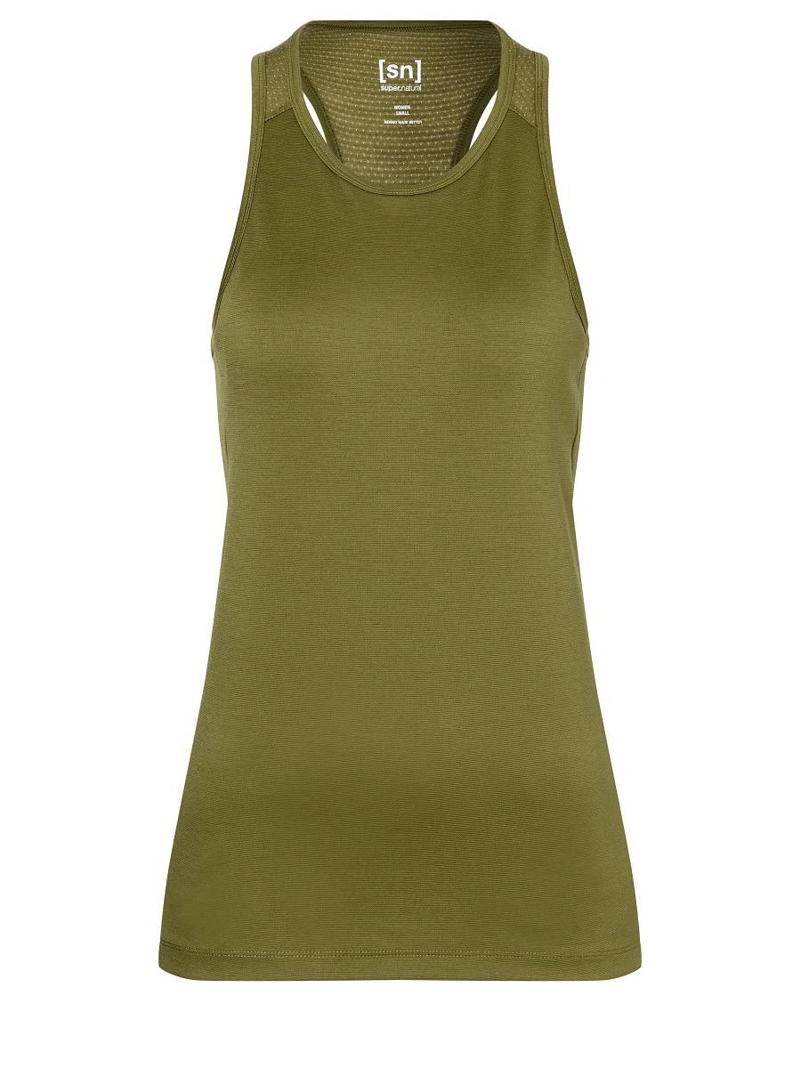 Super-Natural Grava Tank Grn- Female Merino Tops - rmellose Shirts- Grsse XS - Farbe Avocado