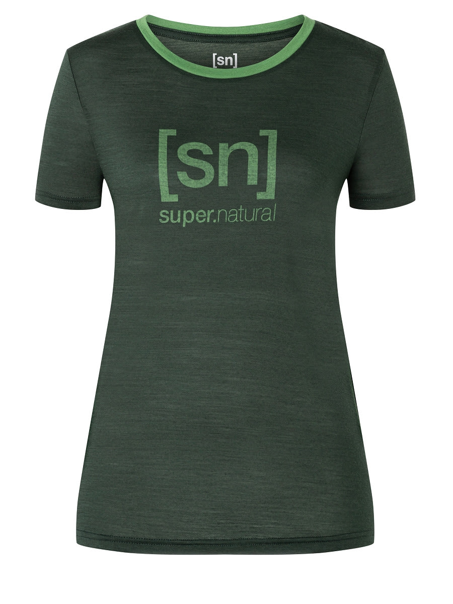 Super-Natural THE Essential Logo Tee Grn- Female Merino Kurzarm-Shirts- Grsse S - Farbe Deep Forest - Willow Brough