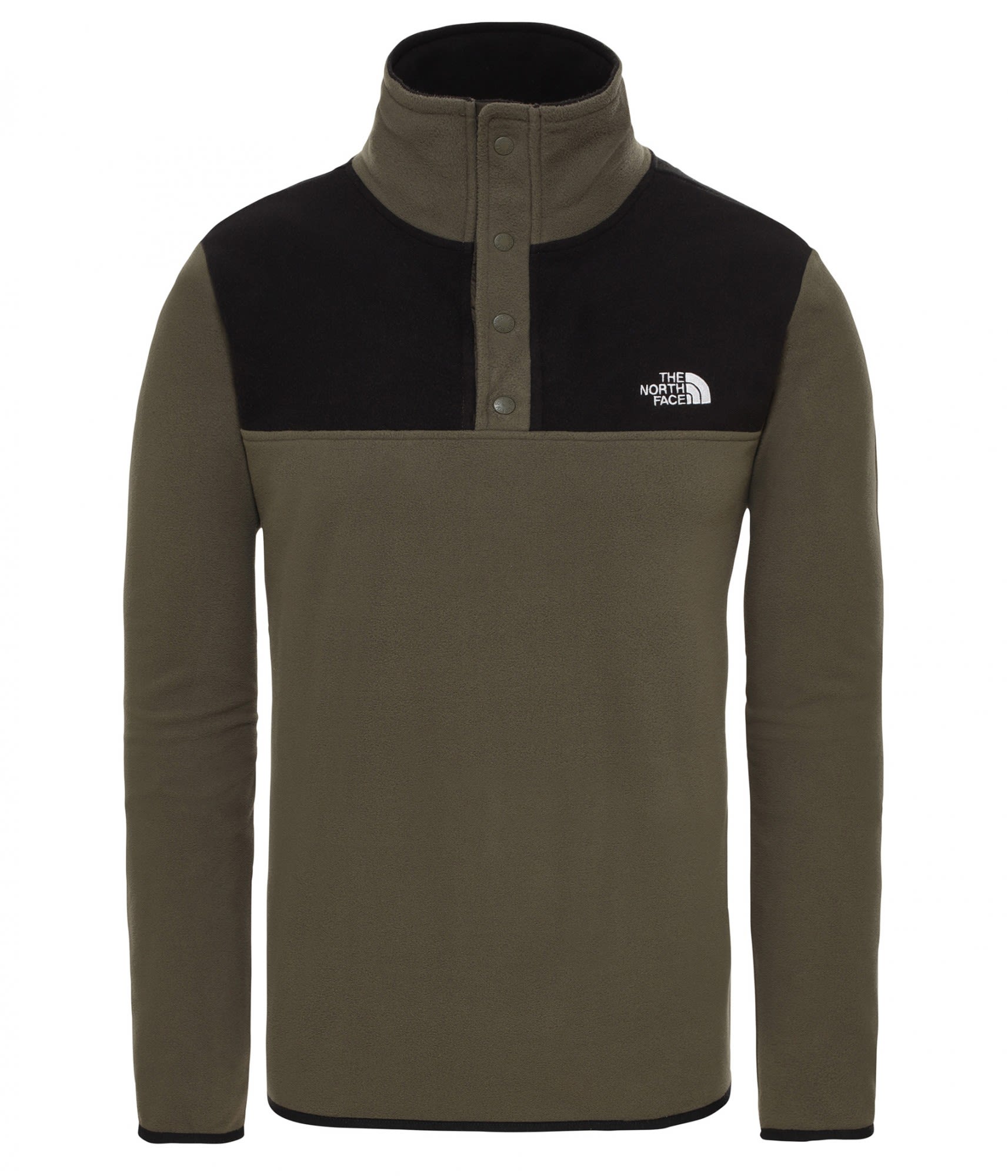 The North Face TKA Glacier Snap-Neck Pullover Colorblock - Grn- Male Fleece- und Powerstretch-Pullover- Grsse XXL - Farbe New Taupe Green - TNF Black