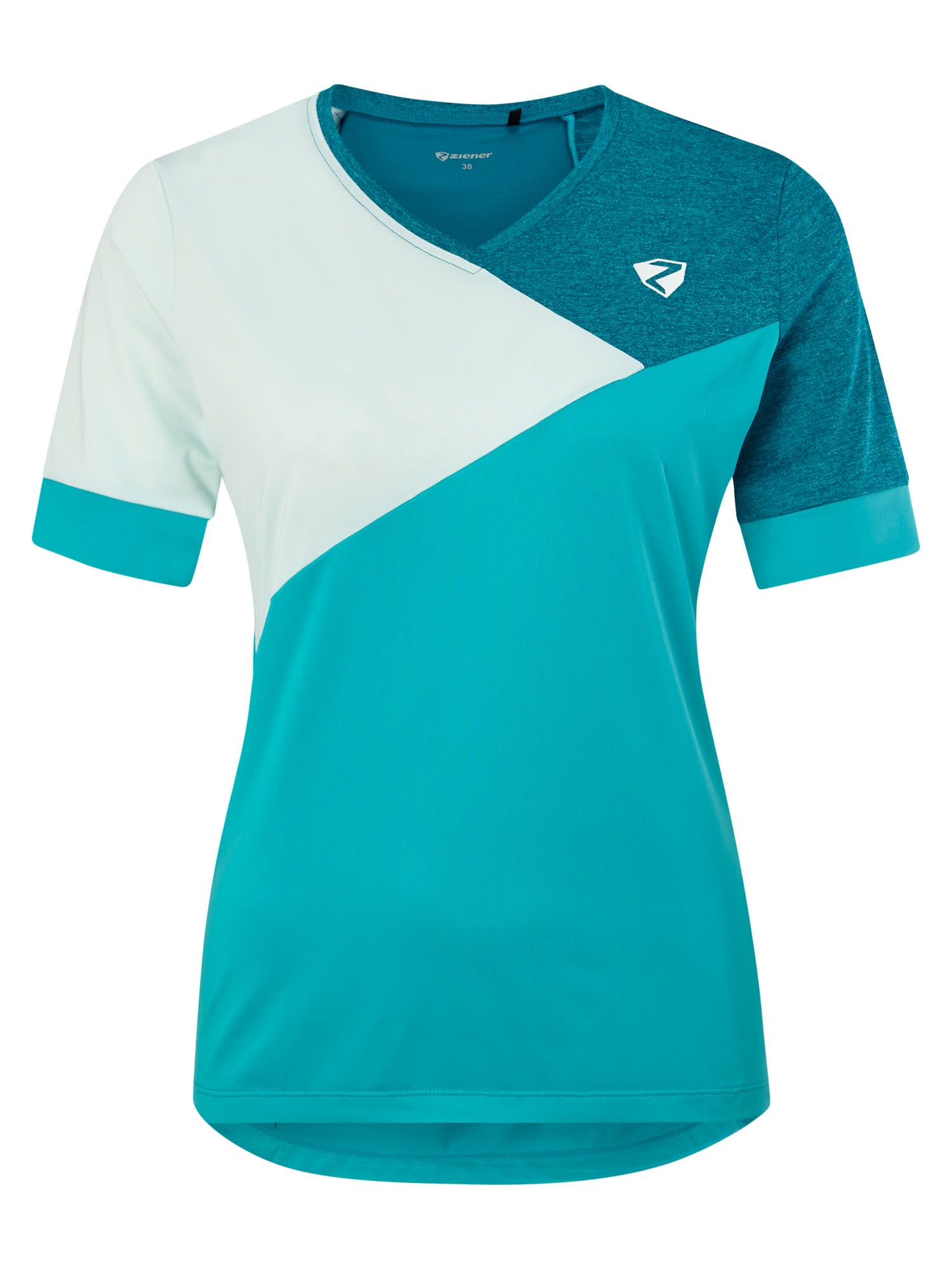 Ziener Nevina Colorblock - Blau- Female Kurzarm-Shirts- Grsse 36 - Farbe Aquamarine